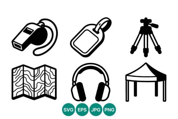 Black and White Outdoor Gear Icons Set Review