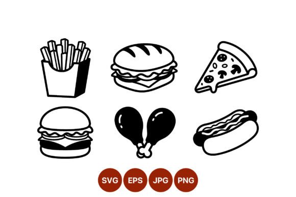 Black White Fast Food Icons Review