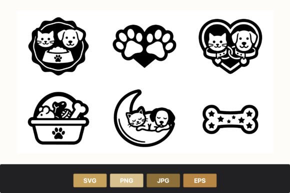 Black White Pet Icons Set Review for Embroidery