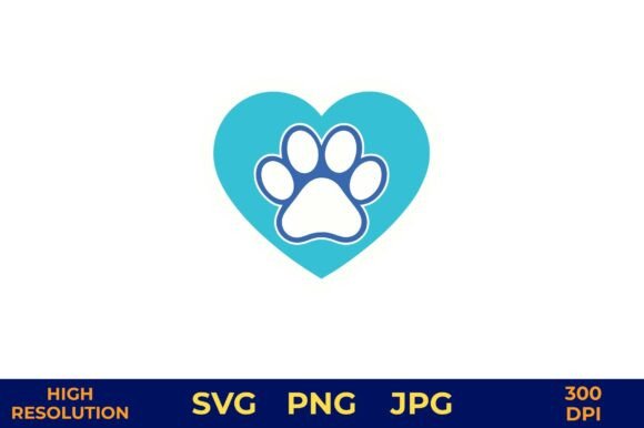 Blue Heart with Paw Print Vector Review