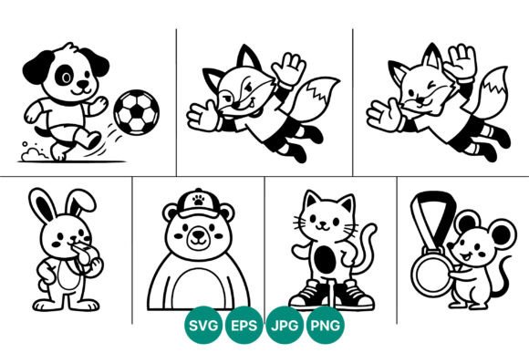 Cartoon Black White Animals Playing Review