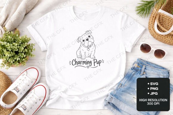 Charming Pup Cute Bulldog T-Shirt Design Review