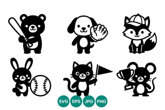 Cute Animals Playing Baseball Vector Review