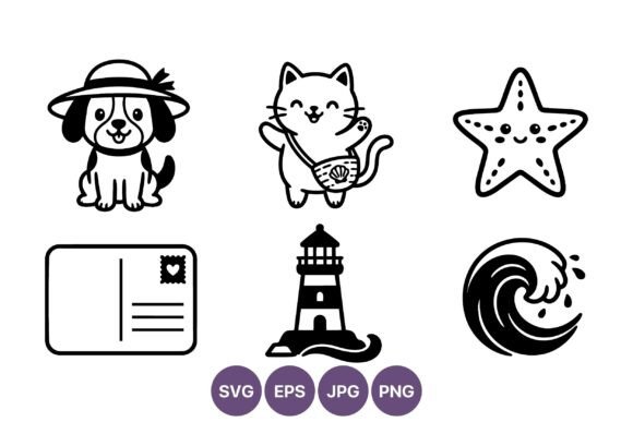 Cute Black and White Pet and Sea Icons Review