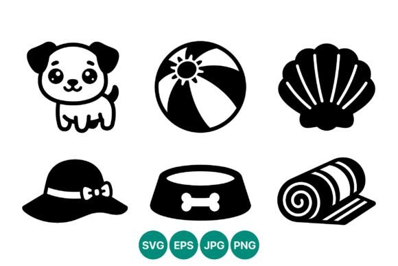 Cute Puppy and Beach Icons Set Review