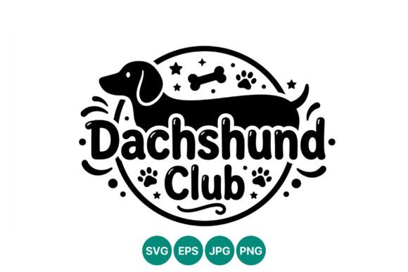 Dachshund Club Black White Vector Review
