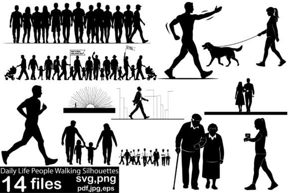 Daily Life People Walking Silhouettes Review