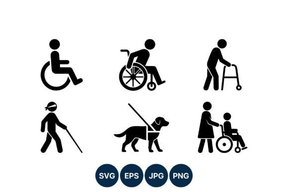 Disability Icons Black White Vector Review