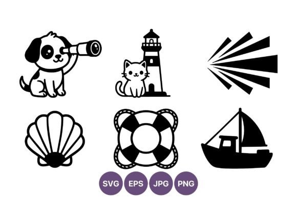 Nautical Animal and Boat Icons Set Review