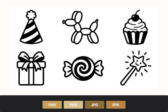 Party Icon Set Black and White Review