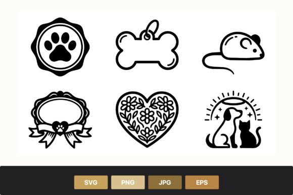 Paw Bone Mouse Heart Pet Vector Icons