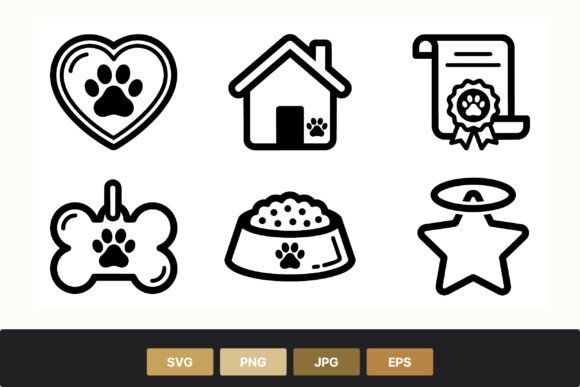 Pet Care Icons for Embroidery Projects