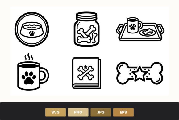 Pet Food and Bone Line Icons Review